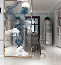 3D art glass screen partition modern style entrance double face frosted light transmission steel chemical Xuan guan gangway background wall