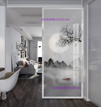 Art Glass Partition Screen Background Genguan Brief Light Extravagant and Double-sided Steel Clamped Glue New Chinese Landscape Ink Mood