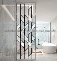 Art Glass Partition Wall Screen Custom Made Transparent Frosted Flash Crystal Drill Genguan Toilet Dry Area Modern Brief