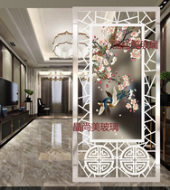 Art Glass Corridor Background Wall Brief Eu Style Stylistic Genguan Partition Solid Deep Sculpture New Chinese Flower Bird
