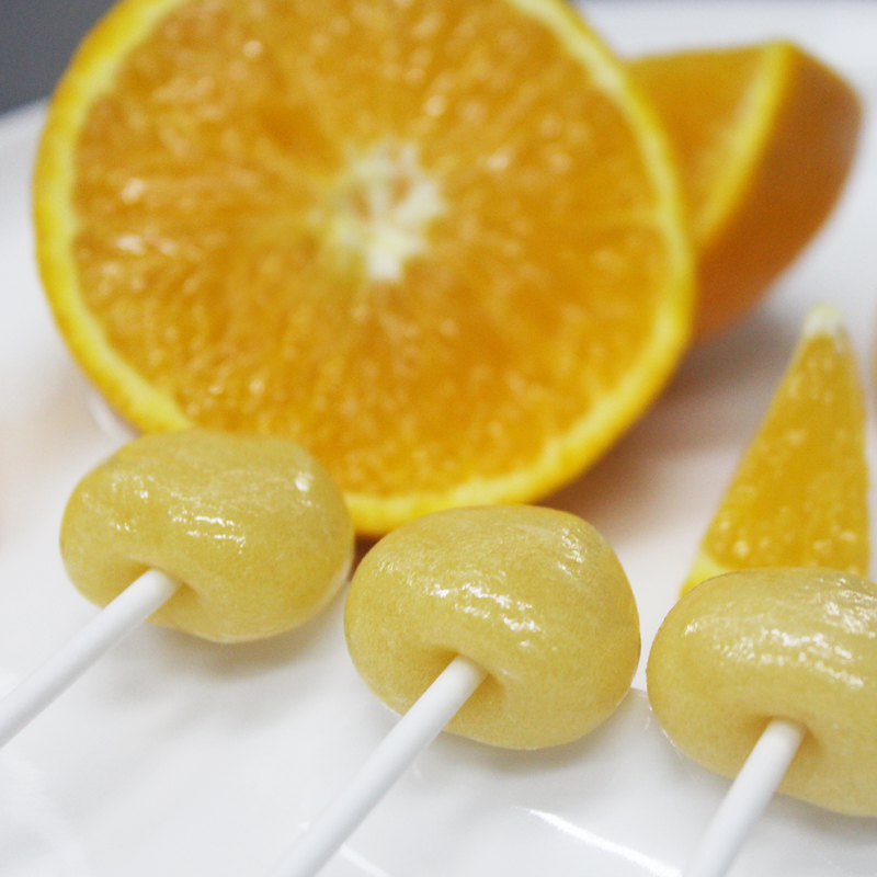 新鲜橙子木糖醇无糖棒棒糖 不伤牙低热量 无香精色素的儿童棒棒糖