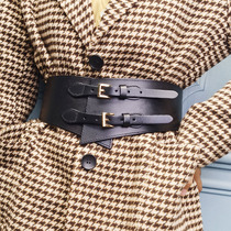 Retro Design Sensation Headband Bull Leather Ultra Wide Belt Women Fashion 100 Hitch Dress Decorated Suit Jacket Waist Seal
