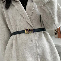 Buckle leather belt cashmere coat womens belt female decoration Joker ins waist seal with skirt Korean version of waist tide