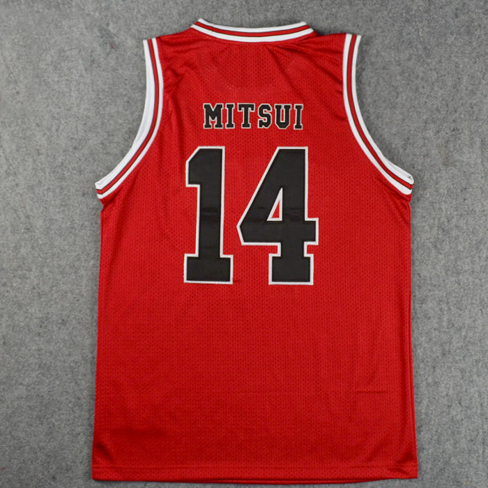 sd灌篮高手刺绣球衣队服湘北14号三井寿篮球服套装篮球衣训练红色