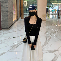 CloudSweet Black & White Round Dance Song ~ 100 Hitch Slim Fit Long Skirt Woman Summer New Design Feel High Waist Half Body Dress