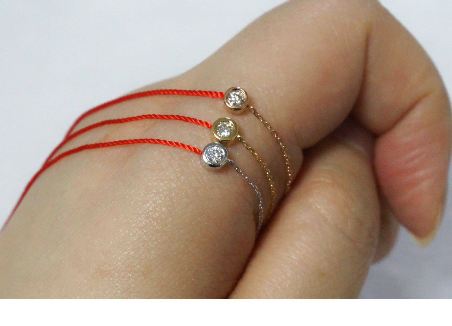 法国红绳alaredline本命年18k金10分钻石手链转运手饰幸运手绳女