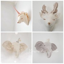 Nordic fabric three-dimensional animal head wall decoration creative childrens room childrens clothing shop wall decoration hanging decoration wall hanging