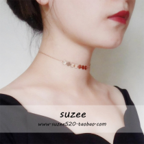 Round Sheet Geometric Short Necklace Choker Lock Bone Chain Necklace Simple Temperament Titanium Steel Material