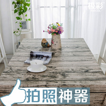 Creative ins simulation wood grain cotton linen dining table fabric Photo artifact decorative background plaid coffee table Book table cover cloth
