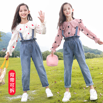 Girls net red suit 2022 new spring and autumn Korean version of the big childrens fashionable foreign style childrens autumn clothes girls childrens clothing