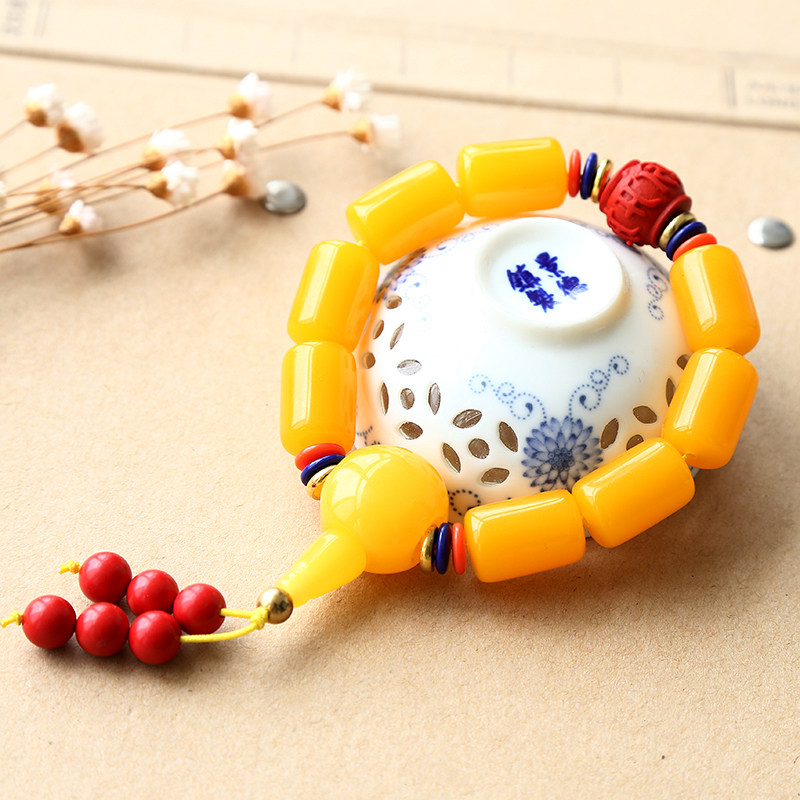 快手红人单博丽同款蜜蜡链长款男女通用项链二代蜜蜡吊坠挂件链子