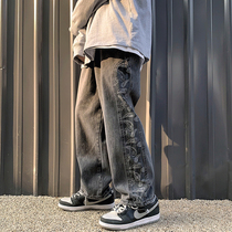 chic bishop country tide stitching cashew bouquet foot jeans men loose Tide brand spring dress new 2021