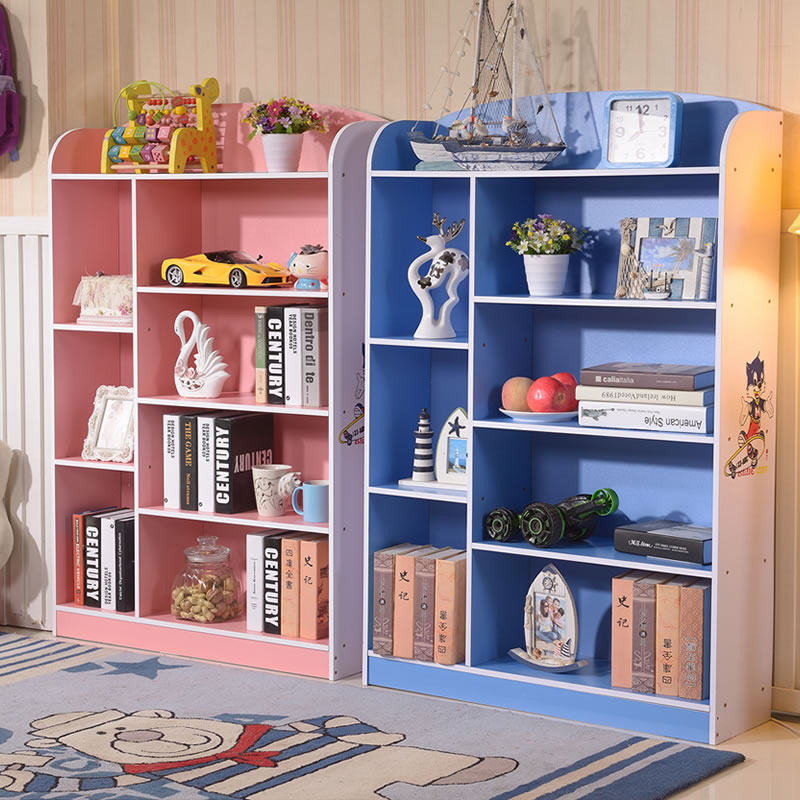 儿童书架儿童书柜优质学生书柜简易书架置物架家用书橱组合储物柜_7折