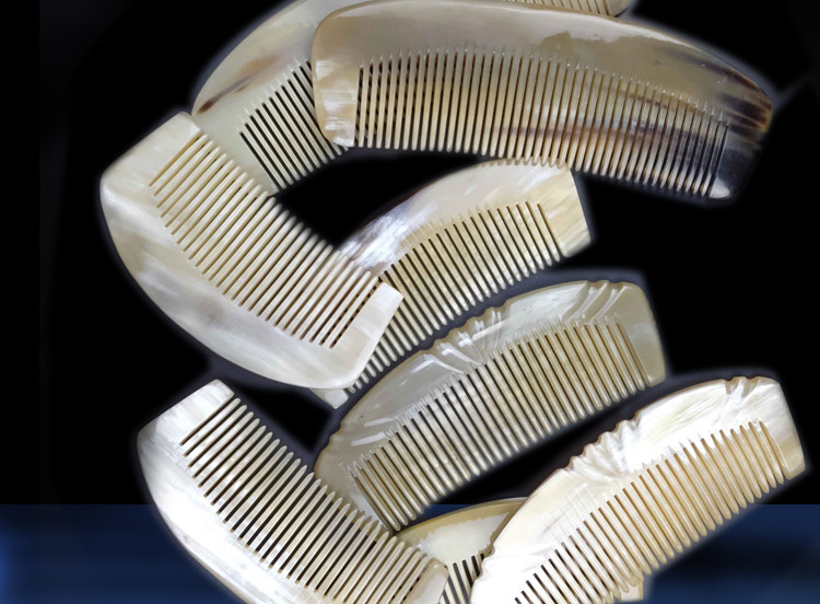 正品天然大号加厚白牦牛角梳子全齿直发美发便携月牙梳刻字免费