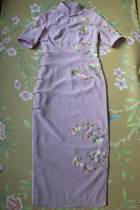 Spring and summer 5-point sleeve heavy silk embroidery Republic of China style improved Chinese cheongsam dress special