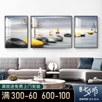 Crystal porcelain living room decorative painting stone to run sofa background wall triptych mural modern simple bedroom bedside hanging painting