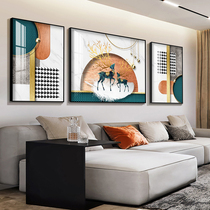 Nordic living room decorative painting light luxury modern crystal porcelain murals atmospheric triple painting 2021 new sofa background wall hanging painting