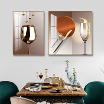 Creative wine cup restaurant decoration painting modern simple 2021 new dining room hanging painting high-end light luxury background wall table painting