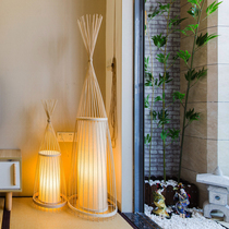 Chinese bamboo floor lamp living room bamboo art lamp Tea Room club Japanese Southeast Asia bamboo decorative lamp creative Zen