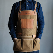 KONGLONGMOGU designer original craftsman cowhide canvas vintage outdoor tooling sleeveless craftsman apron