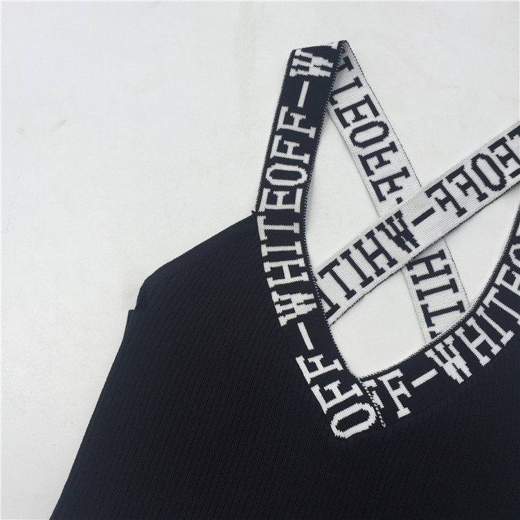 实拍 时尚百搭字母肩带弹力针织抹胸吊带小背心女装内搭