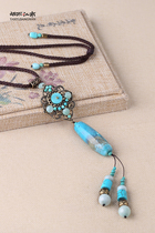 Adjustable national wind necklace female retro long pendants accessories accessories 100 hitch coat chain handmade original pendant clear cabin