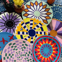 6 4 live broadcast-Colombian hand-woven WAYUU double-strand round mat Wall decorated table mat mouse pad