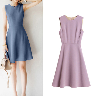 法式紫色小香优雅B备欧美尾单gao级醋酸显瘦无袖连衣裙女裙中长款 法式紫色小香优雅B备欧美尾单gao级醋酸显瘦无袖连衣裙女裙中长款