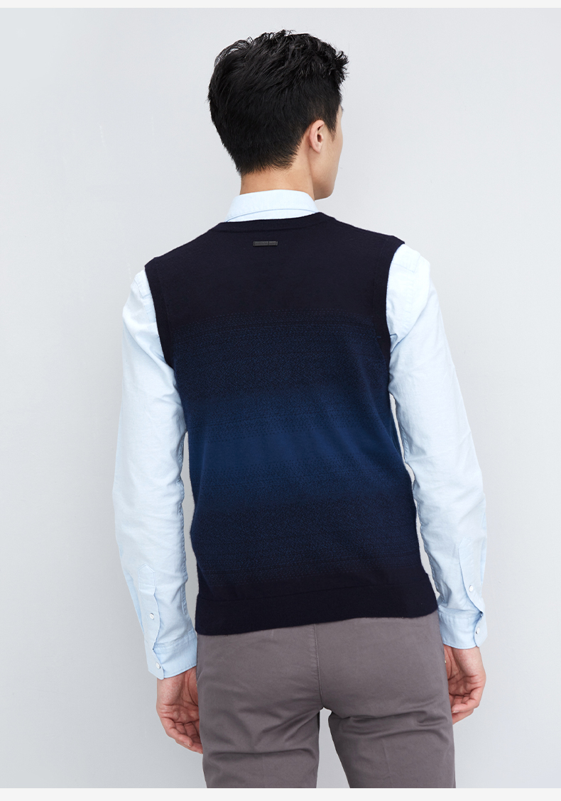 鄂尔多斯1980 17秋冬精纺v领虚提纯羊绒针织男背心 c173a2005.