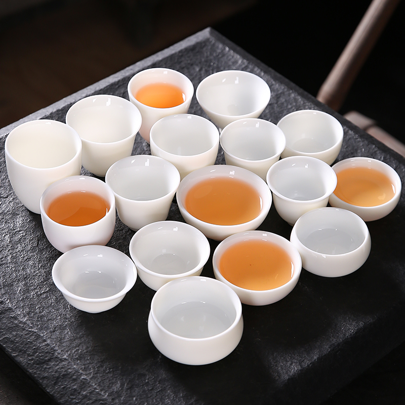 Defied goat fat jade utiliturg tea with matching small tea cup pure white wine tasting cup ceramic master cup home tea set-Taobao