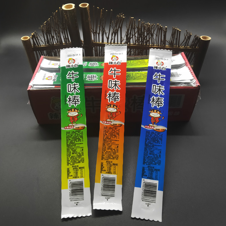 周小玲辣小白牛味棒辣条辣片20g*50条8090后怀旧麻辣面筋零食小吃