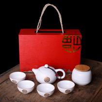 Kung Fu tea set Household one pot two four six cups teapot pot set Ceramic tea gift can be customized logo