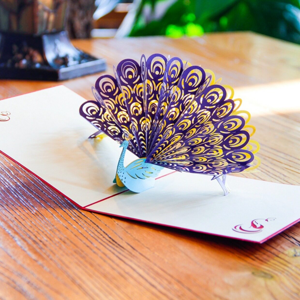 包邮3d立体纸雕生日感恩节贺卡 孔雀韩国创意商务定制祝福小卡片