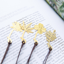 Four Leaf Grass Metal Bookmark Creative Classical China Wind Beautifully Small Gift Gift Hollowed-out Gold Lotus Bookmark