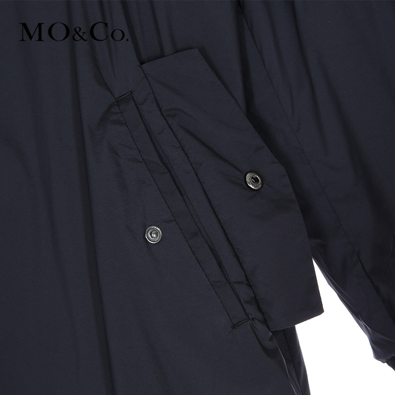 MO&Co.立领中长款棒球棉服 毛球眼睛夹棉外套女MA1635COT02 moco产品展示图5