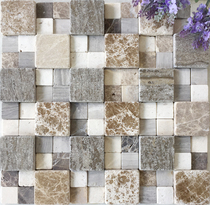 Marble mosaic background wall stone light brown gray wood grain gold bi tile toilet bar wall stickers cultural fossil