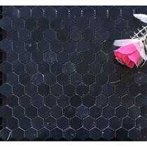 Black hexagonal mosaic tile marble China black living room hexagonal bathroom toilet wall sticker balcony
