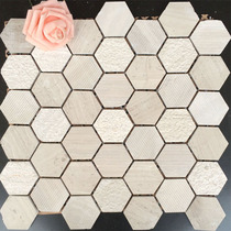Stone mosaic wall stickers hexagonal white wood grain litchi noodles pull groove parquet bathroom bathroom background wall tiles