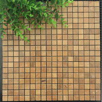 Natural stone mosaic tile wood grain yellow brown marble bathroom wall sticker bathroom fish pond toilet entrance