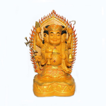 Miao Ruyi Great Dark Sky Three-Faced Great Wealth God Ornament Closely Inviting Wealth God Buddha Statue Home Shop Office Ornament