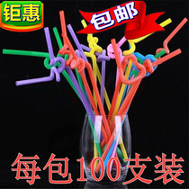 100 Straws Disposable Stretch Color Art Eco-friendly Bend Drinks Shop Juice Shop Coke Creativity