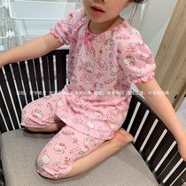 Export Japan summer cute cartoon girl home clothing set breathable pajamas set childrens baby home clothing
