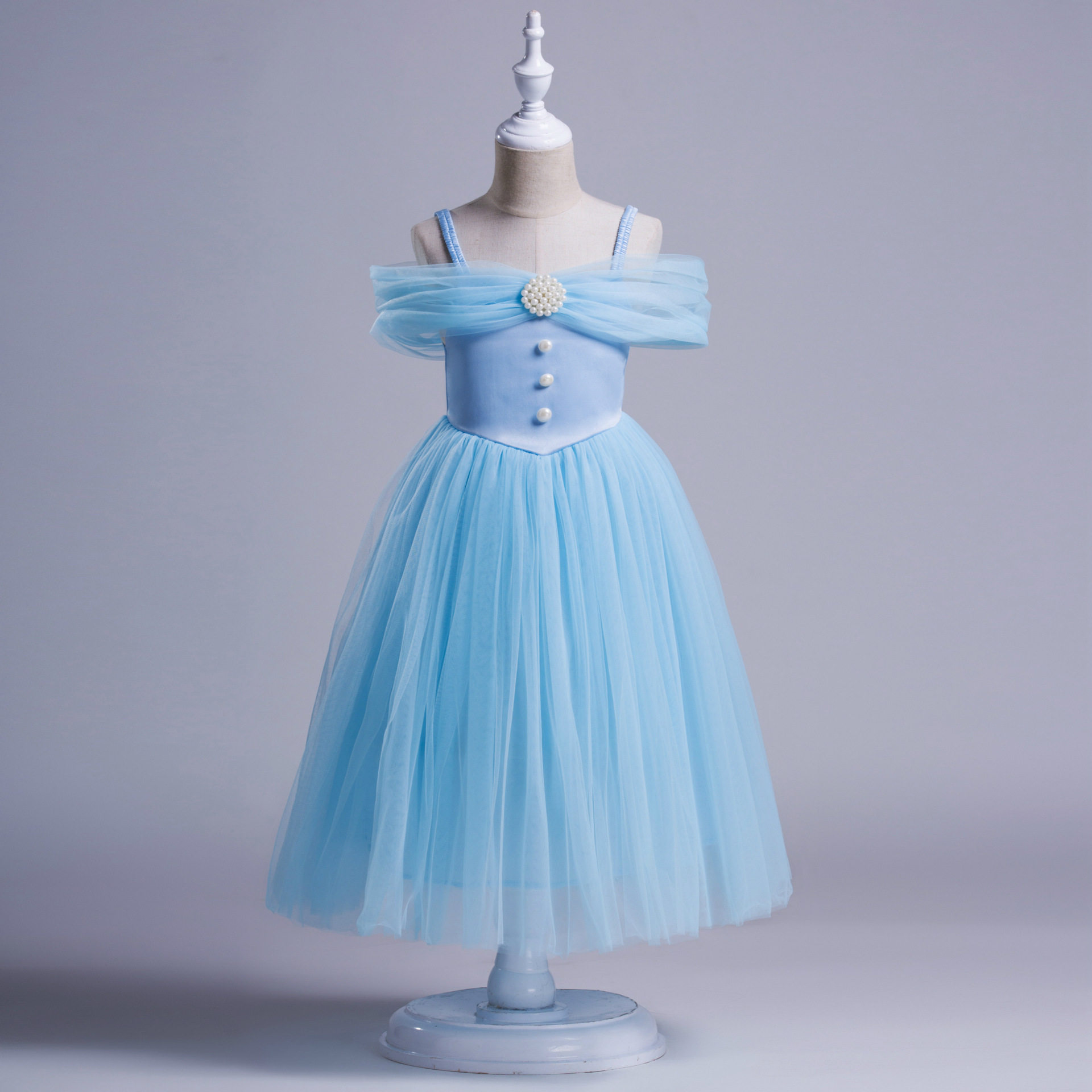 夏天女孩连衣裙夏童话公主裙女童中小童礼服裙网纱表演裙三件包邮_7折