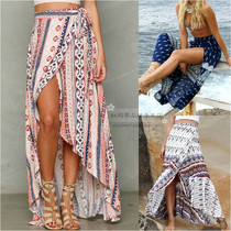 Seaside Bohemian halfbody dress Women in length Phuket beach skirt open fork high waist One piece of lace skirt