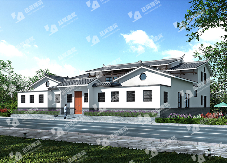 农村一模型新中式四合院别墅自建房设计图全套纸箱图纸二层纸板图片