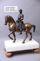 Nineteenth-century Renaissance Antique Full Bronze Sculpture Old Bronze Sculpture White Marble Hero Warrior