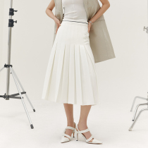 MADEINAM drop I-shaped pleated specification waist patch design bright white A- shaped skirt