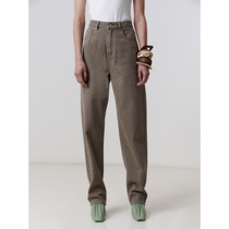 MADEINAM 2020 new classic architectural curved modified leg SHAPE MID-WAIST LONG VELVET cotton GRAY CAMEL JEANS