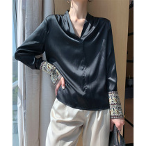 (Mulberry silk) silk shirt female design sense niche base shirt top long sleeve loose thin shirt