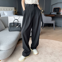 2021 New Fashion suit pants womens high waist drape loose pants casual slim straight wide leg radish pants